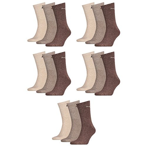 PUMA 15 Paar Sportsocken Tennis Socken Gr. 35-49 Unisex für sie und ihn, Farbe:717 - chocolate/walnut/safar, Socken & Strümpfe:47-49 von PUMA