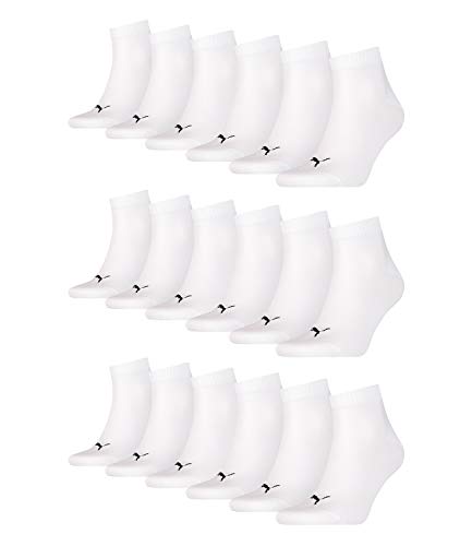 PUMA 18 Paar Unisex Quarter Socken Sneaker Gr. 35-49 für Damen Herren Füßlinge, Farbe:300 - white, Socken & Strümpfe:47-49 von PUMA