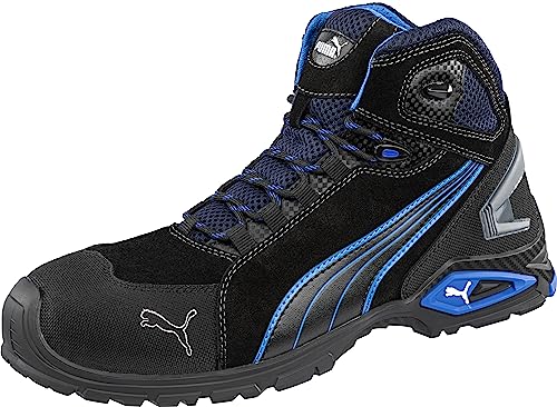 Puma 632250-256-45 Rio Mid S3 SRC Sicherheitsschuhe Größe 45, Schwarz, Grau/Blau/Weiß von PUMA