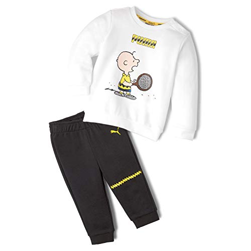 Puma Baby Jogginganzug X Peanuts Minicats Crew Jogger 586953 Puma White-Puma Black 74 von PUMA