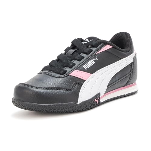 Puma Bella Donna Unisex-Kinder-Sneaker mit alternativem Verschluss, Schwarz-Weiß-Poised Pink Ah25, 10.5 Little Kid von PUMA
