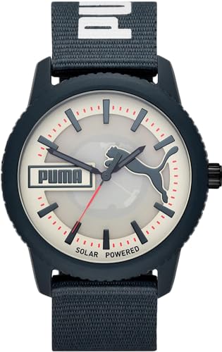 PUMA Herrenuhr Ultrafresh, Solaruhrwerk, 48MM graues ProPlanet Kunststoffgehäuse mit ProPlanet Textilarmband, P5104 von PUMA