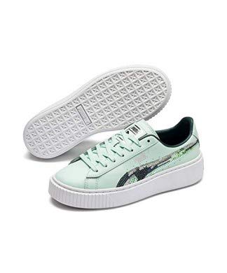 Puma Damen Basket Platform Trailblazer SQ Sneaker, Grün (Fair Aqua-Ponderosa Pine White 1), 39 EU von Puma