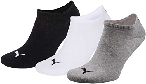 Puma Damen Herren & 3 Paar Invisible Sneaker Socken in 4 Farben - 2,5-5 Unisex - Schwarz/Weiß/Grau von PUMA