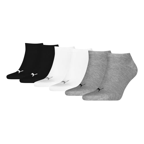 PUMA Damen Herren & 3 Paar Invisible Sneaker Socken in 4 Farben - 2,5-5 Unisex - Schwarz/Weiß/Grau von PUMA