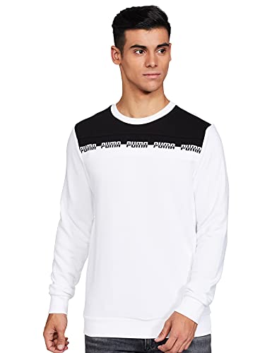 Puma Herren Amplified Crew Sweatshirt Laufbekleidung Sweatshirt Weiß - Schwarz M von PUMA