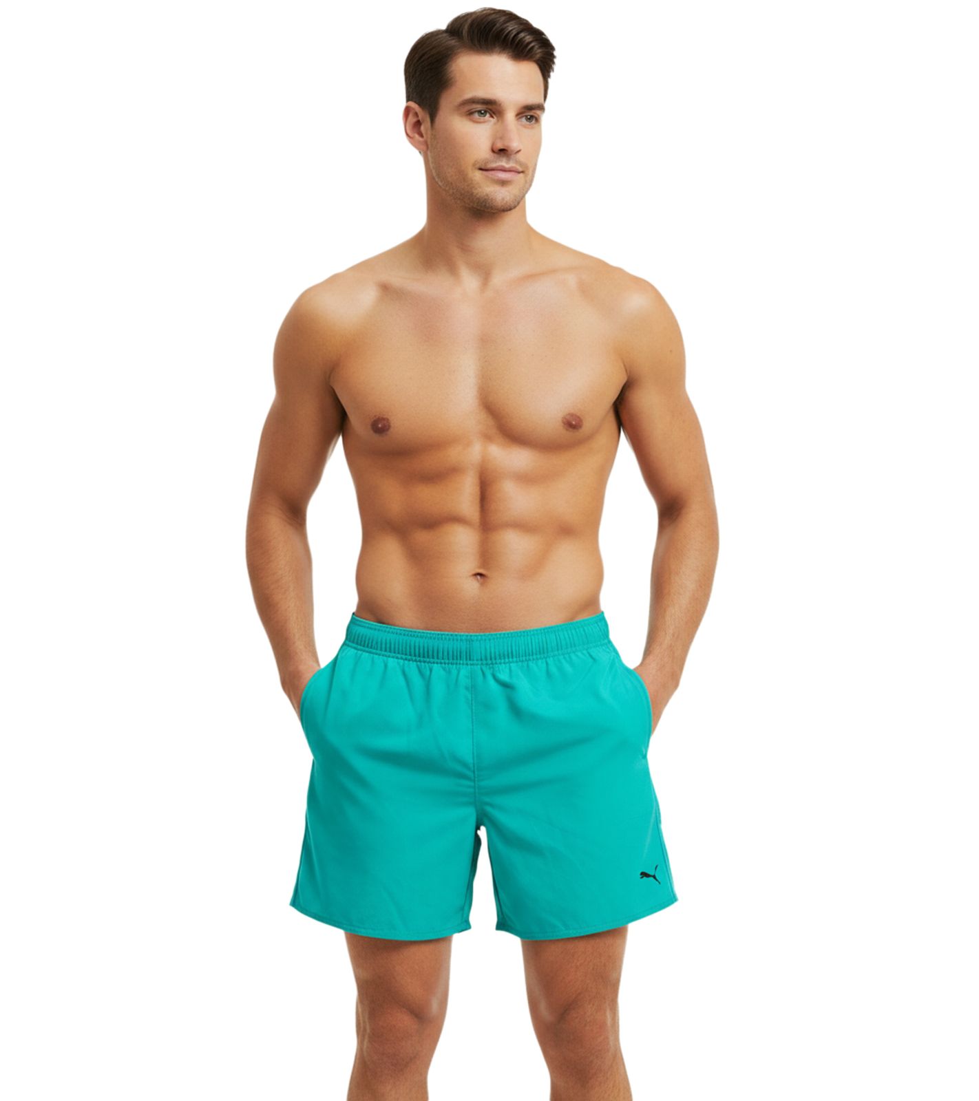 Puma Herren Bade-Shorts Schwimm-Hose mit Netz-Innenfutter Sommer-Shorts stylische Bademode 100000090 006 Aqua-Blau von PUMA