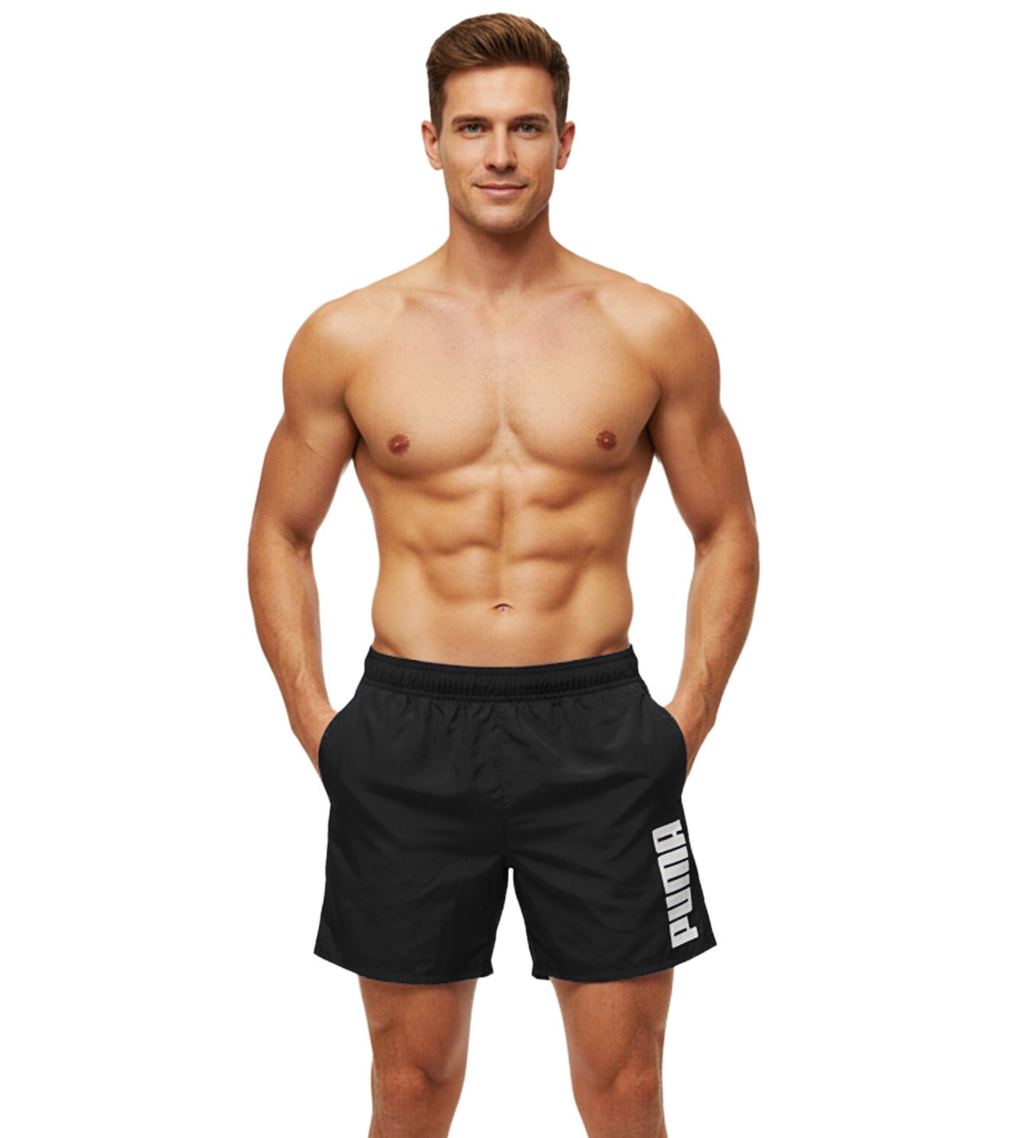 Puma Herren Bade-Shorts Schwimm-Hose mit Taschen Sommer-Shorts stylische Bademode 100004862 200 Schwarz von PUMA