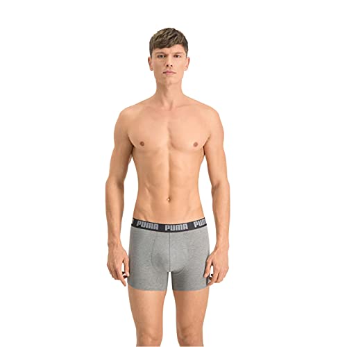 Puma Herren Boxershorts 2er Pack, Dark Grey Melange/Black, S von PUMA