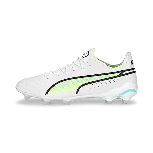 Puma Herren Fussballschuhe King Ultimate FG/AG 107097 Puma Wht.-Puma Blk.-Fast Yell.-Electr. Pepperm. 45 von PUMA