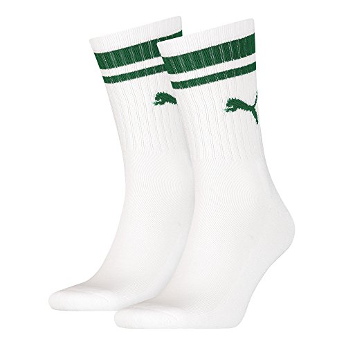 Puma Herren Heritage Stripe Crew Socken – Weiß/Grün, Größe UK 6–8 von PUMA