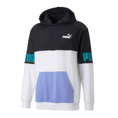 Puma Herren Power Colorblock Kapuzenpullover Schwarz/Weiß/Lila, violett, XL von PUMA