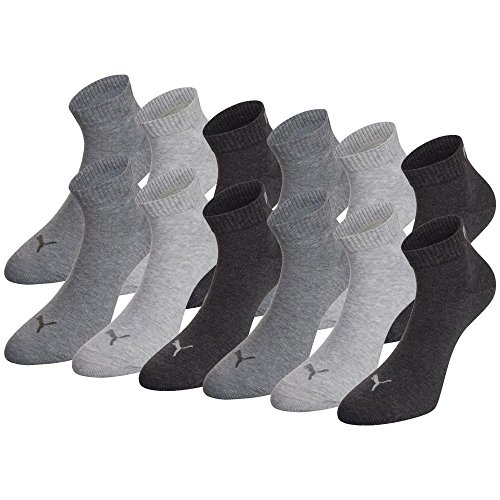 PUMA Herren Quarters 12er Pack Sportsocken = 12 Paar,c139 (39/42, Anthracite/Light Grey/Middle Grey) von PUMA