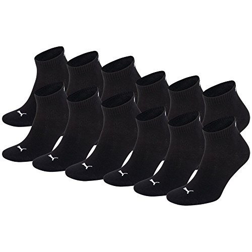 Puma Herren Quarters Sportsocken 12er Pack, Schwarz, 43-46 von PUMA