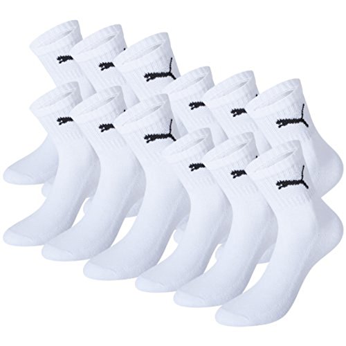 PUMA Unisex Short Crew Socks Socken Sportsocken MIT FROTTEESOHLE 12er Pack (White, 43-46) von PUMA