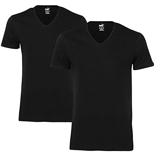 Puma Herren T-Shirt Basic 2er Pack, Black, L, 652002001 von PUMA