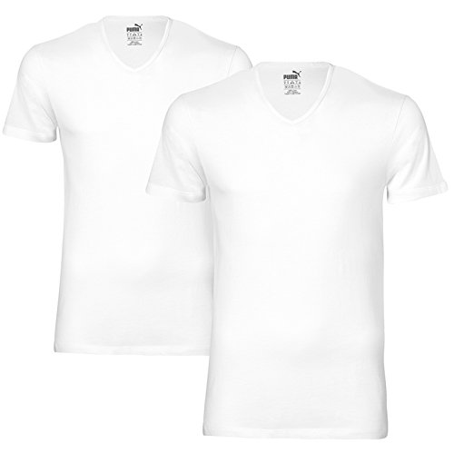 Puma Herren T-Shirt Basic 2er Pack, White, L, 652002001 von PUMA