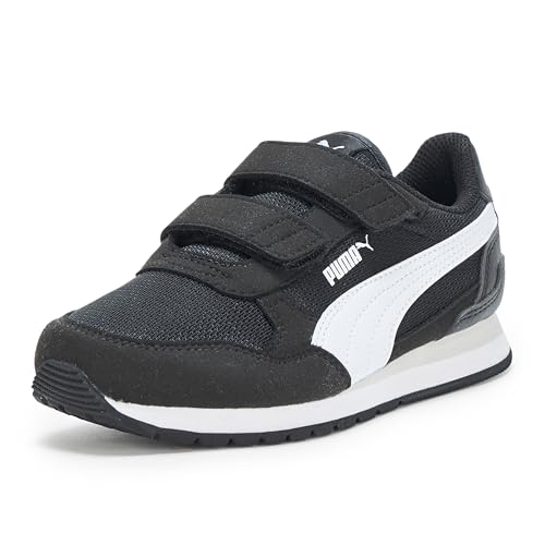 Puma Jungen Unisex Kinder St Runner Hook and Loop Shoes Sneaker, Schwarz Weiß/Hellgrau, 25 EU von PUMA