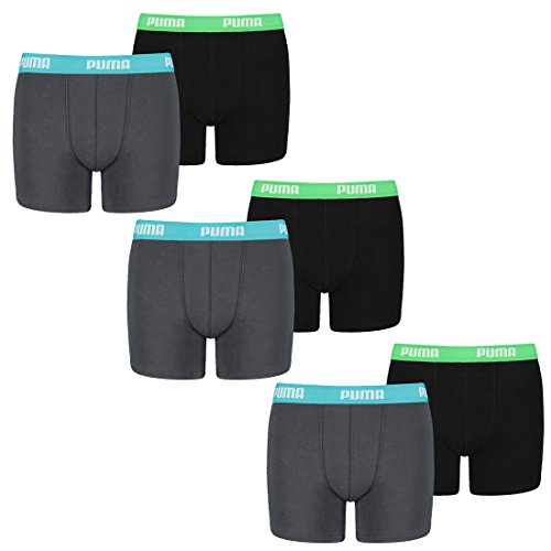 PUMA 6 er Pack Boxer Boxershorts Jungen Kinder Unterhose Unterwäsche, Farbe:376 - India Ink/Turquoise, Bekleidung:152 von PUMA