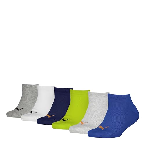 Puma Kinder Sneaker Socken, Blau/Grün/Grau, 23/26 (6er Pack) von PUMA