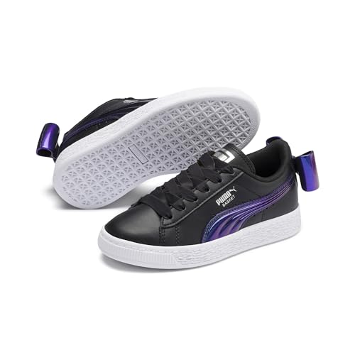 Puma Mädchen Basket Bow Shimmer Ac Ps Sneaker, Schwarz Black 03 von PUMA