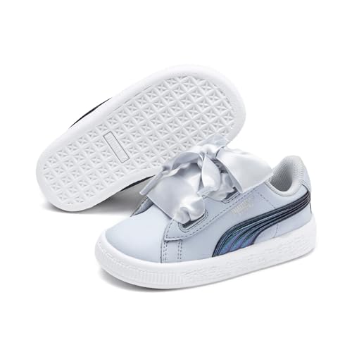 Puma Mädchen Basket Heart Shimmer Inf Sneaker, Blau (Heather White 01) von PUMA