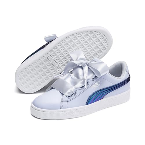 Puma Mädchen Basket Heart Shimmer Jr Sneaker, Blau (Heather White 01) von PUMA