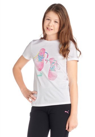 Puma Mädchen T-Shirt // Gr. 152 // weiß + Aufdruck // 554293 von PUMA