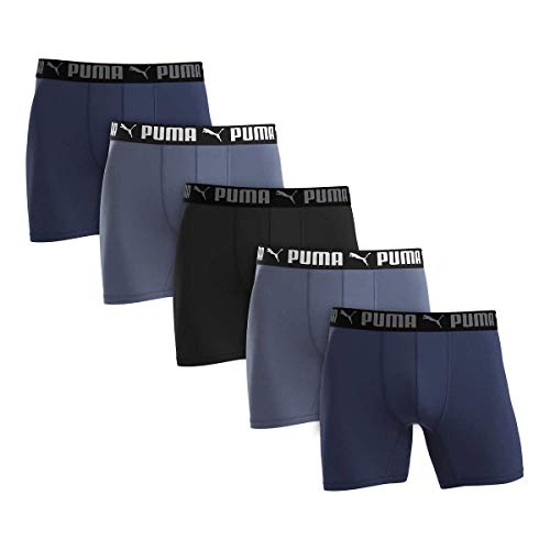 Puma Men's Microfiber Boxer Brief, 5-pack (Large, Blue, Gray and Black) von PUMA