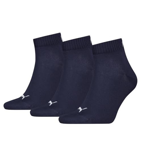 Puma Quarter-Socken Plain 3er-Pack Unisex navy weiß Gr 43-46 von PUMA