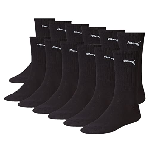 PUMA Unisex Crew Tennissocken Sportsocken Socken für Damen Herren 6 Paar, Farbe:200 - black, Socken & Strümpfe:47-49 von PUMA