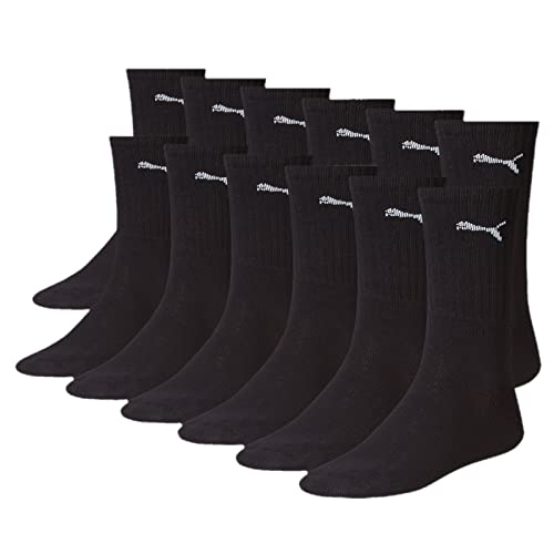 PUMA Unisex Crew Tennissocken Sportsocken Socken für Damen Herren 6 Paar, Farbe:200 - black, Socken & Strümpfe:39-42 von PUMA