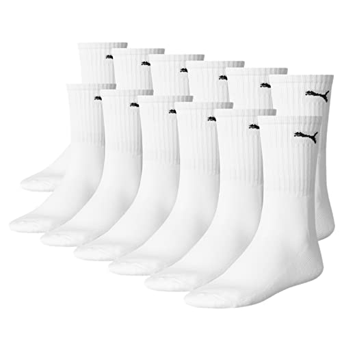 PUMA Unisex Crew Tennissocken Sportsocken Socken für Damen Herren 6 Paar, Farbe:300 - white, Socken & Strümpfe:47-49 von PUMA