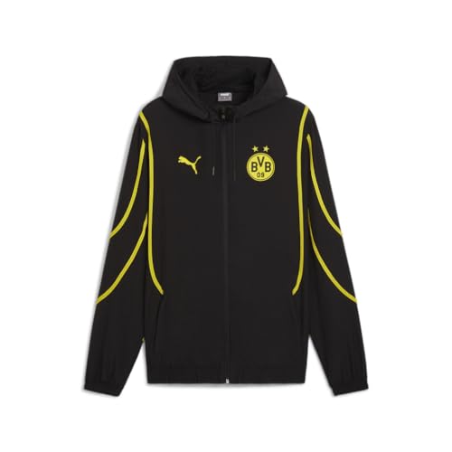 Puma Trainingsjacke BVB PreMatch Woven Jacket 777601 Puma Black-Faster Yellow-L von PUMA
