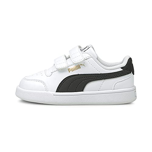 PUMA Unisex Baby Shuffle V Inf Sneaker, White Black Team Gold, 23 EU von PUMA