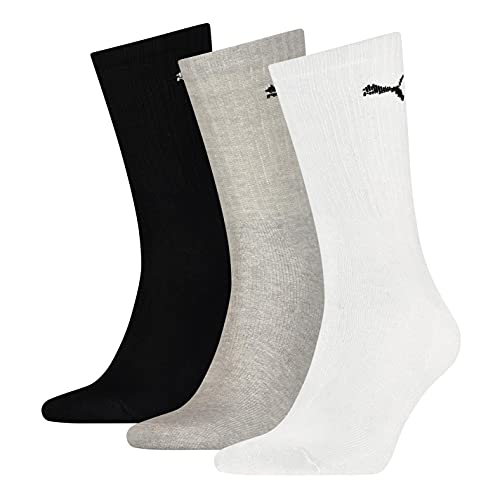Puma Unisex Crew Socken, Weiß/Grau/Schwarz, 47/49 (3er Pack) von Puma
