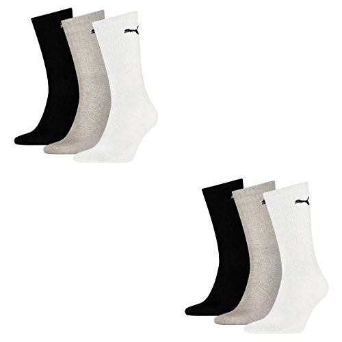 PUMA 6 Paar Sportsocken Tennis Socken Gr. 35-49 Unisex für sie und ihn, Farbe:325 - white/grey/black, Socken & Strümpfe:35-38 von PUMA