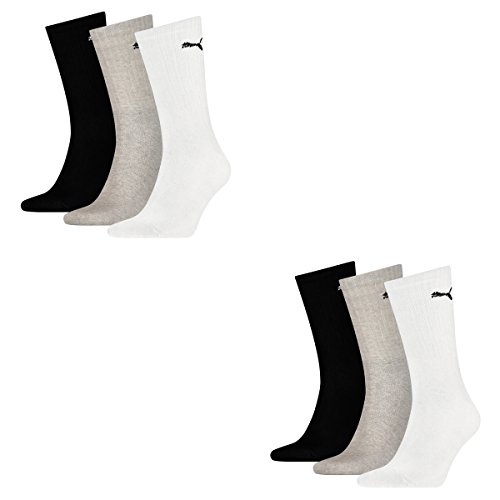 PUMA 6 Paar Sportsocken Tennis Socken Gr. 35-49 Unisex für sie und ihn, Farbe:325 - white/grey/black, Socken & Strümpfe:47-49 von PUMA
