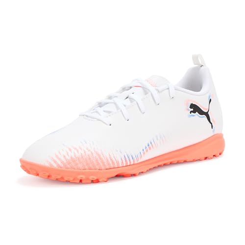 Puma Unisex-Kinder Future Play Turf Training Soccer Cleats Sneaker, Weiß-Schwarz-leuchtendes Rot Ah25 von PUMA