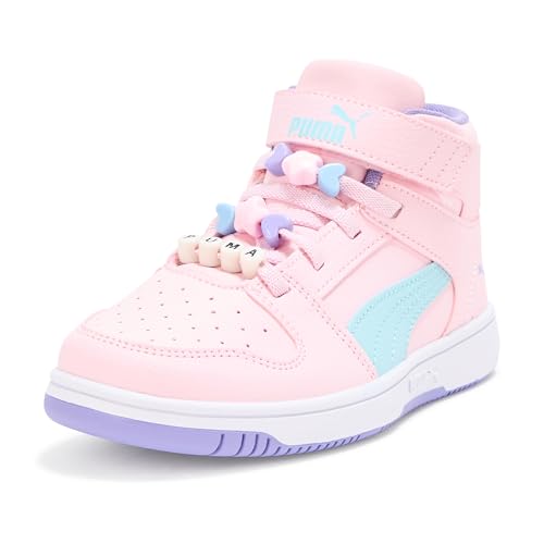 Puma Unisex-Kinder Rebound Layup Mid Hook and Loop Schuhe Sneaker, Whisp of Pink-Light Aqua-Lavendar Pop Ss25, 10.5 Little Kid von PUMA