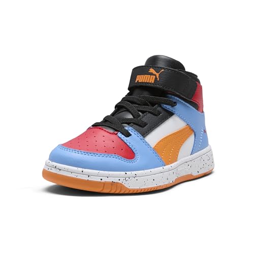 Puma Unisex-Kinder Rebound Layup Mid Hook and Loop Shoes Sneaker, White-Rickie Orange-Team, Hellblau-Schwarz, Ss25 Puma Unisex-Kinder Rebound Layup Mid Hook and Loop Shoes Sneaker, White-Rickie Orange-Team, Hellblau-Schwarz, Ss25 von PUMA
