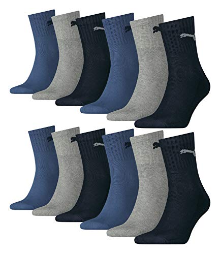 PUMA Unisex Short Crew Socken Basic Sportsocken 12er Pack, Größe:35-38, Farbe:Navy/grey/Nightshadow Blue (532) von PUMA