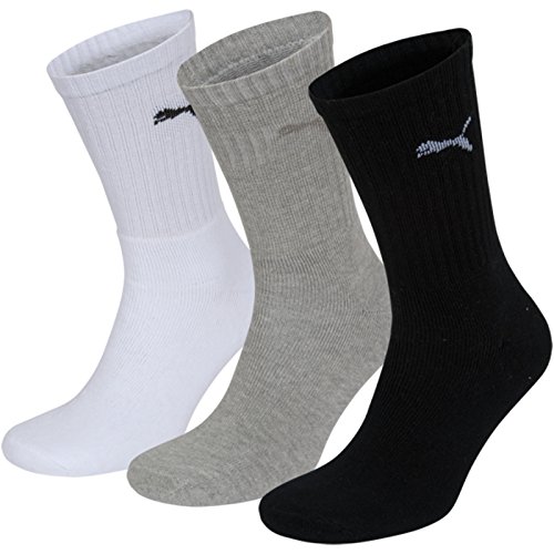 PUMA Herren Crew Socken, Weiß / Grau / Schwarz, 49 EU von PUMA