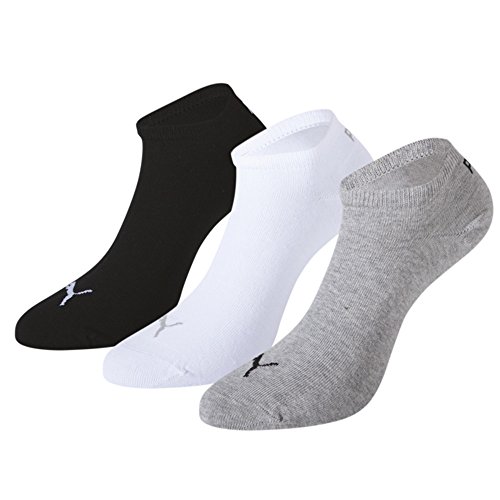 PUMA Damen Puma Unisex Sneaker Plain 3p Socken, Grau / Weiß Schwarz, 43-46 EU von PUMA