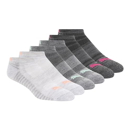 PUMA Damen Puma Kvinders 6 pakker lavt skåret sokker Laufsocken, Grau/Orange, 2023-09-11 00:00:00 EU von PUMA