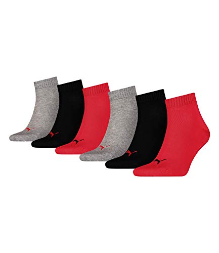Puma unisex Quarter Sportsocken Kurzsocken Socken 271080001 6 Paar, Farbe:Mehrfarbig, Menge:6 Paar (2x 3er Pack), Größe:35-38, Artikel:271080001-232 black/red von PUMA