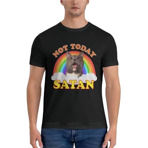 NOT-Today-Satan-Roger-The-Cat-Death-Metal-Rainbow-Smiles-Graphic-T-Shirt-Summer-Tops-t von PUMPKINPAIPAI