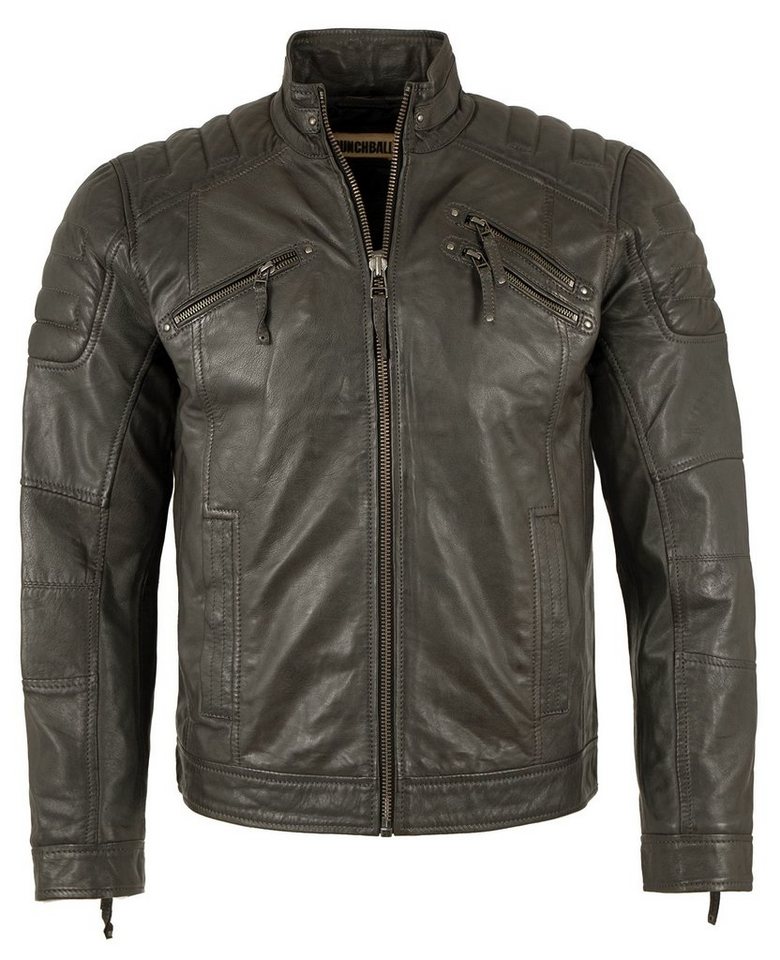 PUNCHBALL Lederjacke PB-501/M 3204-771 Punchball - Herren Lederjacke Bikerjacke Lammnappa dunkelgrau von PUNCHBALL