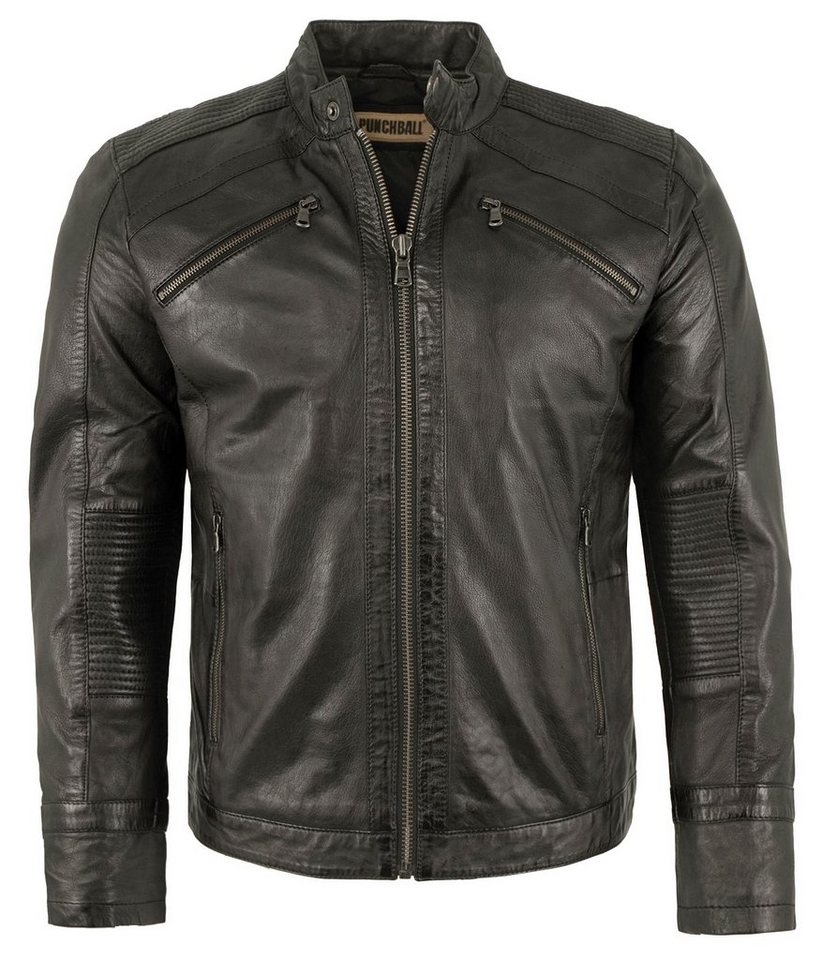 PUNCHBALL Lederjacke PB-504/M 3204-769 Punchball - Herren Echtleder Lederjacke Lammnappa schwarz antik von PUNCHBALL