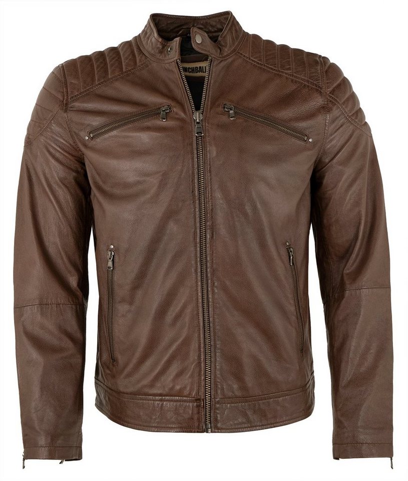 PUNCHBALL Lederjacke PB-HW 22-505 Punchball - Herren Lederjacke Echtleder Lammnappa tobacco braun von PUNCHBALL